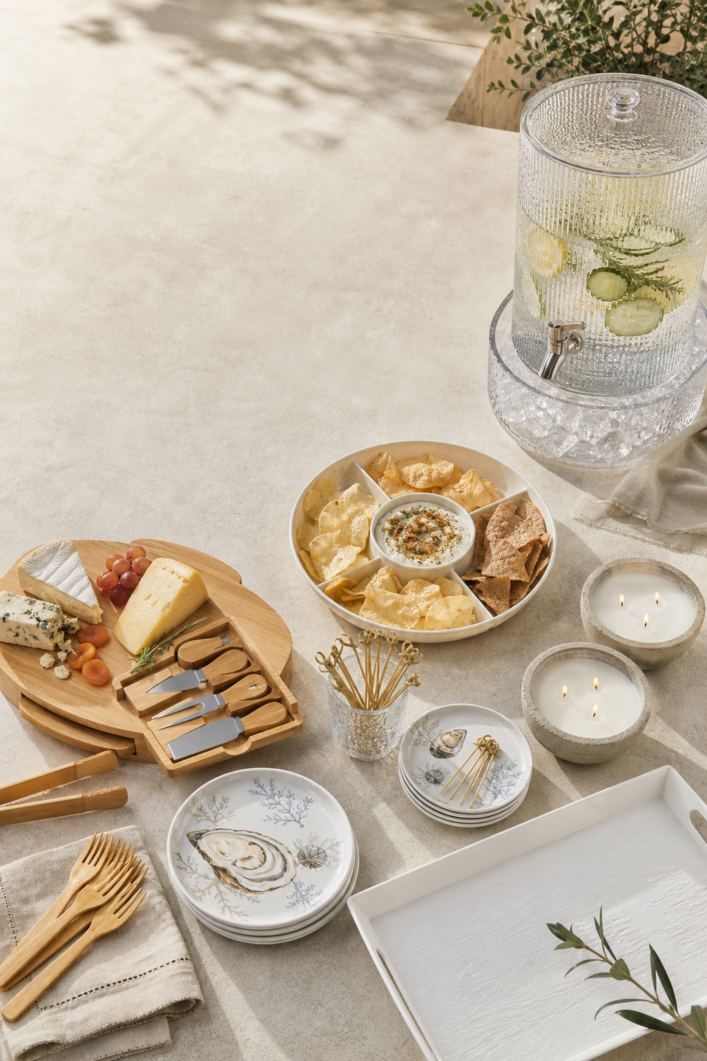 Divided chip + dip serving tray