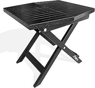 Melino Wooden Folding Outdoor Side Table, FSC Certified Acacia Weatherproof Side Tables, Black