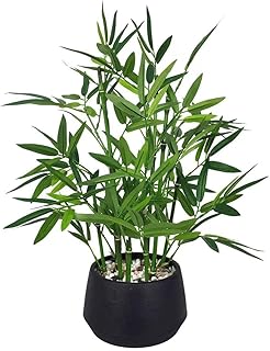 365 Blooming Decor 18-inch Tall Potted Artificial Bamboo Plant, Black Pot