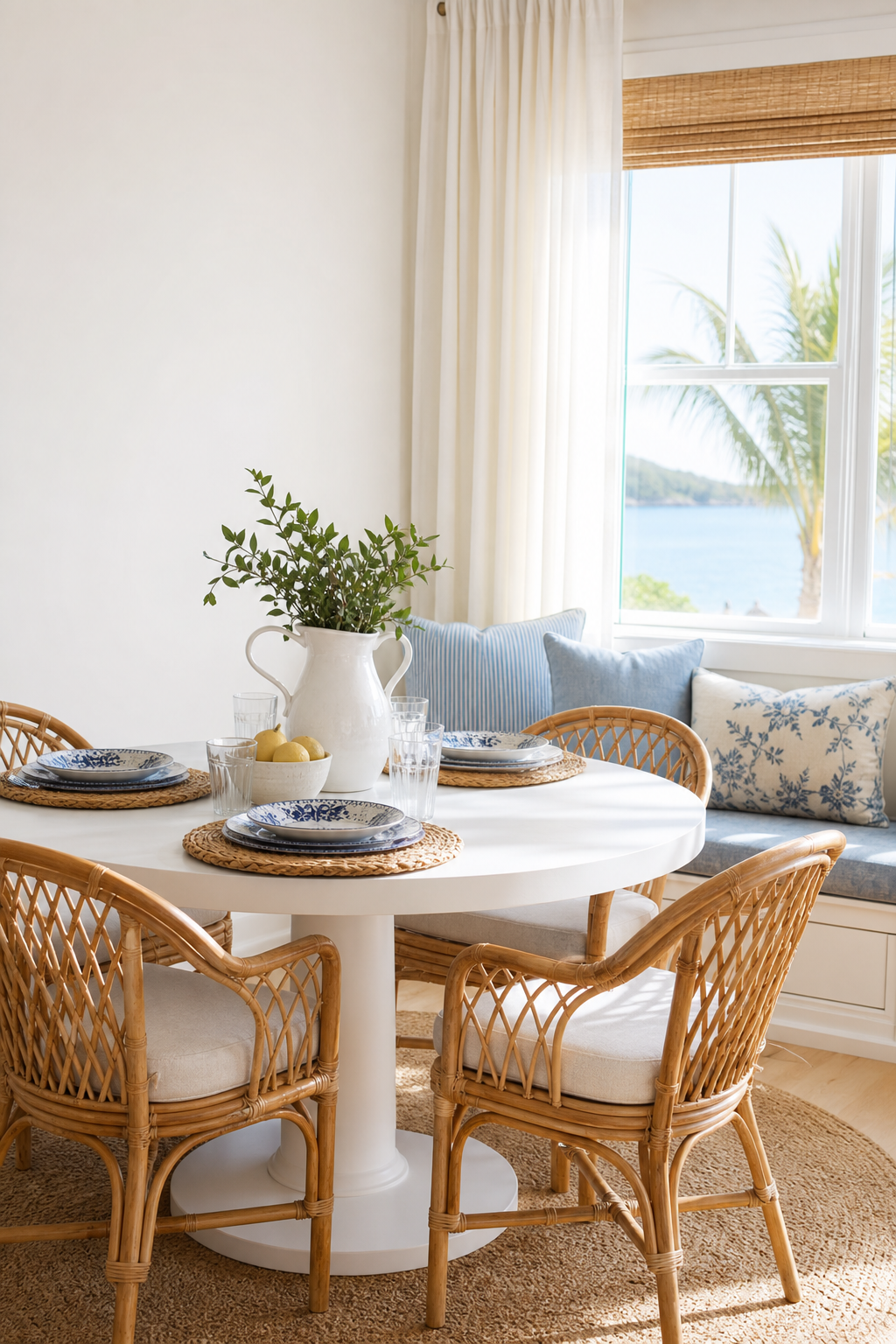 Coastal Breakfast Nook Amazon Finds finished room setup