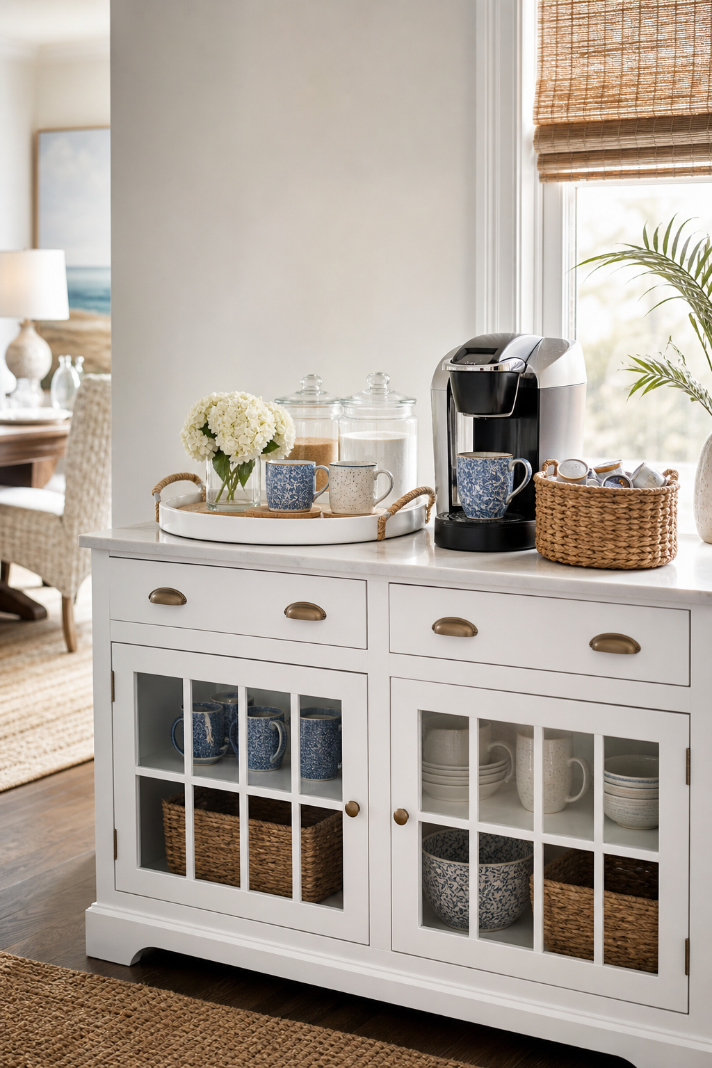Coastal Coffee Bar Amazon Finds finished room setup