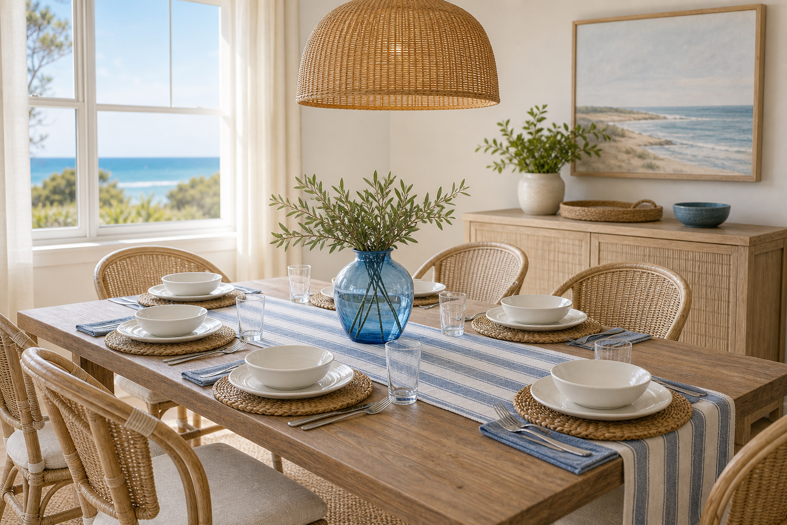 Coastal Dining Room Amazon Finds finished room setup