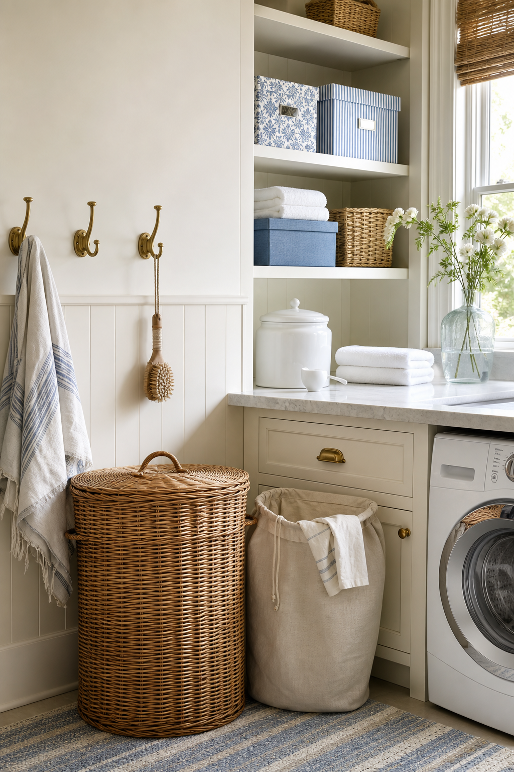 Coastal Grandmother Laundry Room Amazon Finds finished room setup
