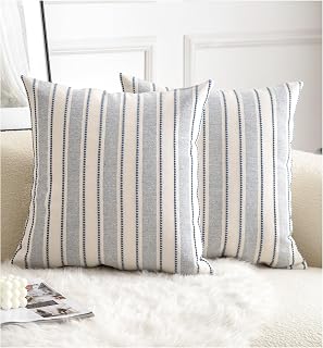 Blue striped pillow covers