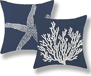 Blue white outdoor pillows