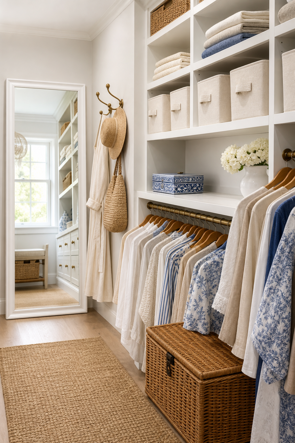 Coastal Grandmother Walk-In Closet Amazon Finds finished room setup
