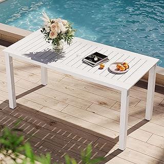 White outdoor dining table