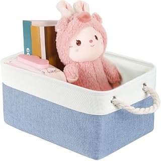 Blue fabric storage bins