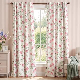 Vintage floral curtain panels