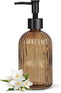 Amber glass soap dispenser