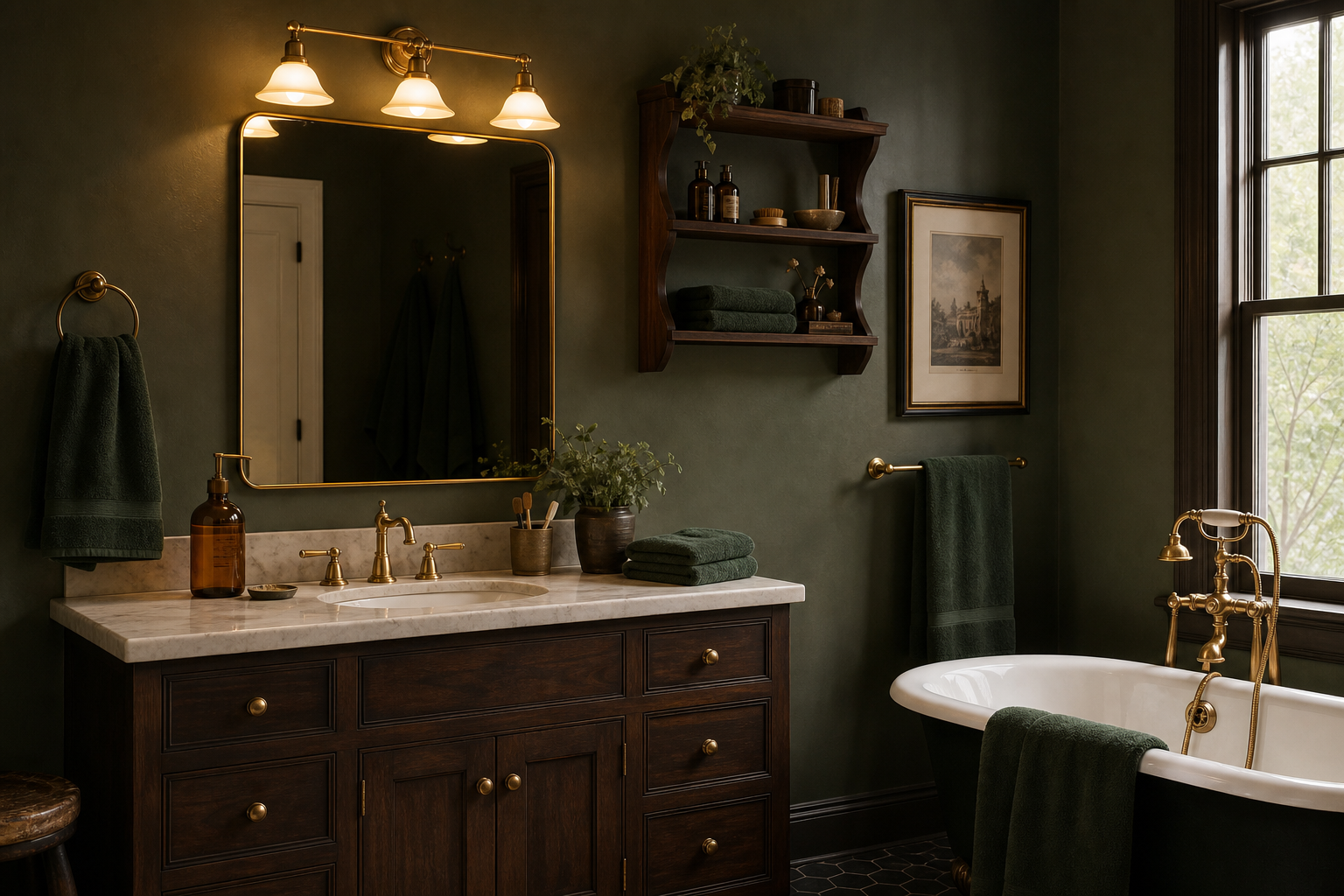 Dark Academia Bathroom Amazon Finds finished room setup
