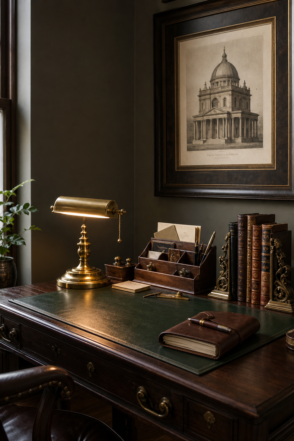 Dark Academia Home Office Amazon Finds finished room setup