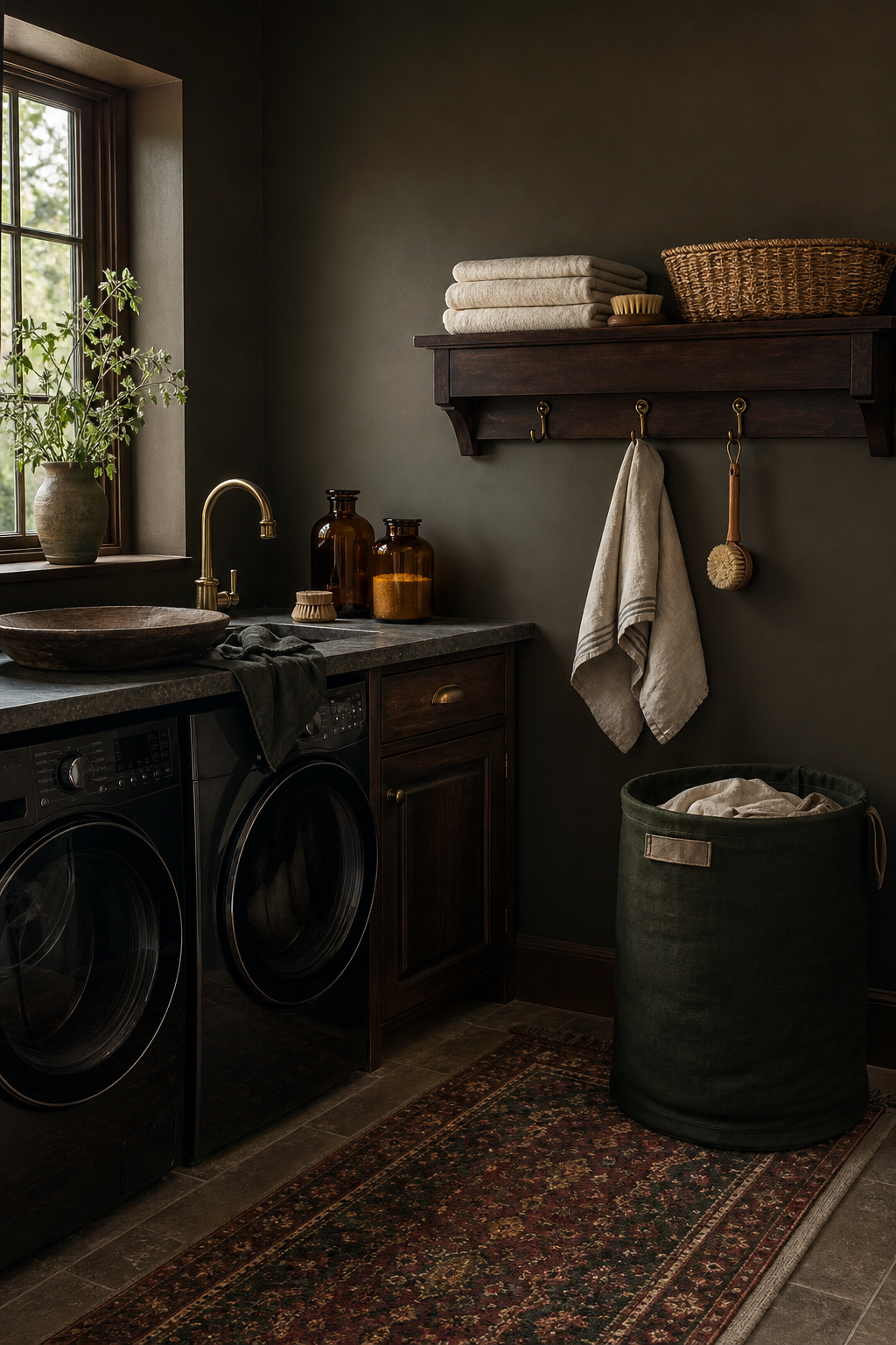 Dark Academia Laundry Room Amazon Finds finished room setup