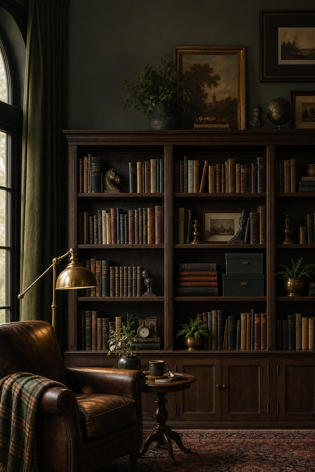 Dark Academia Library Wall Amazon Finds finished room setup