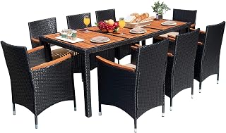 Dark outdoor dining table