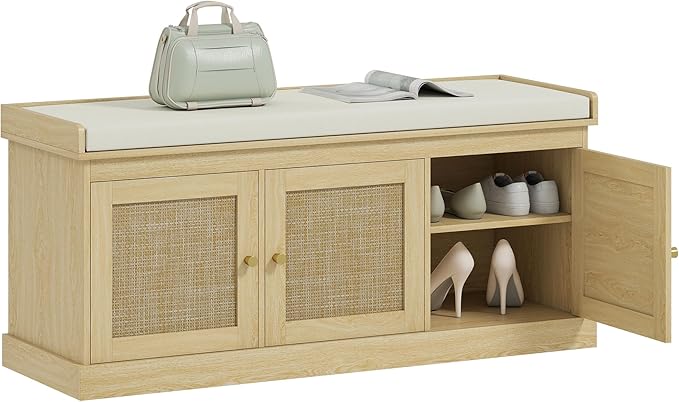 Rattan storage bench