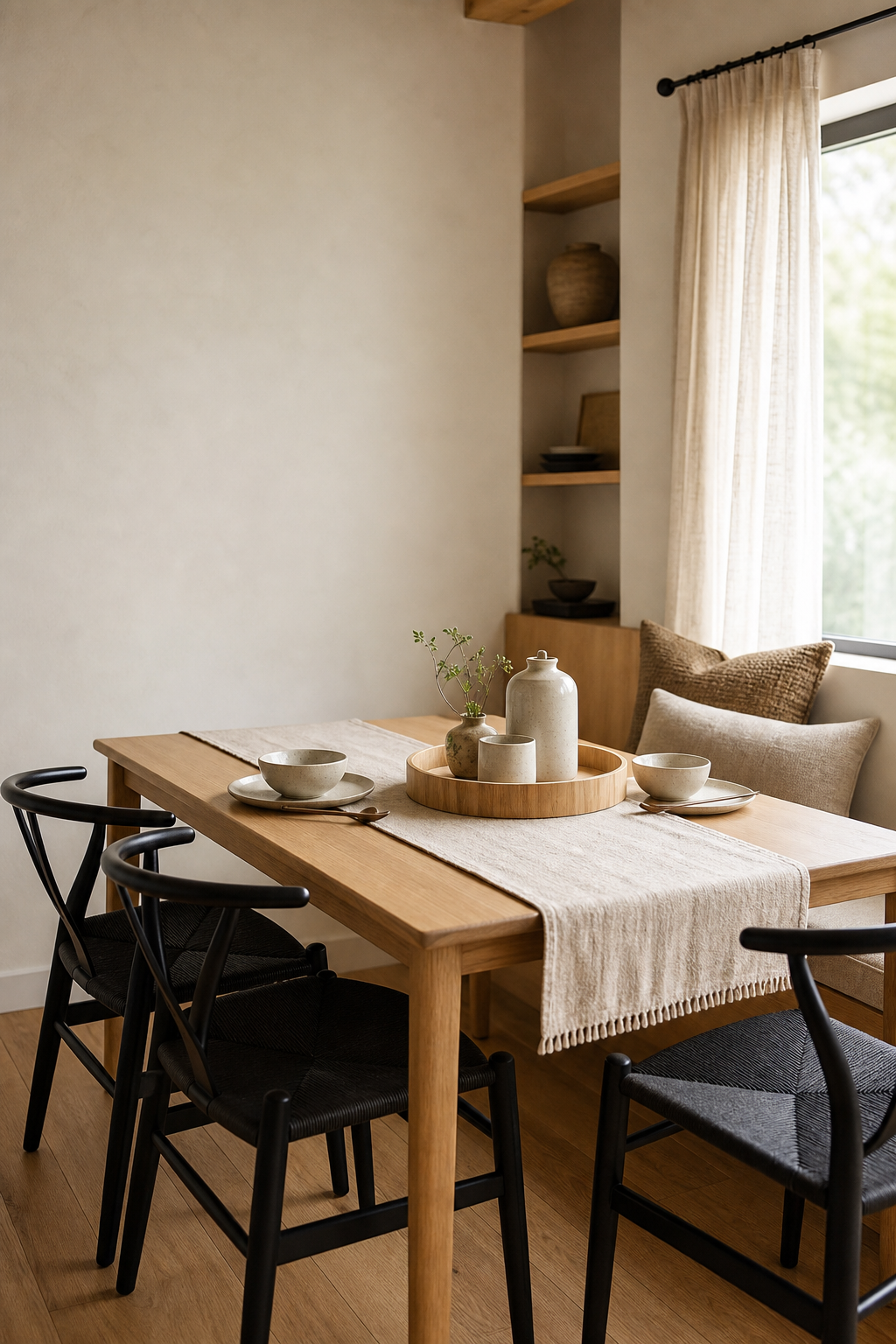 Japandi Breakfast Nook Amazon Finds finished room setup