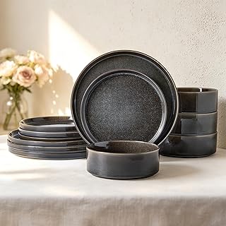 Black ceramic dinnerware set
