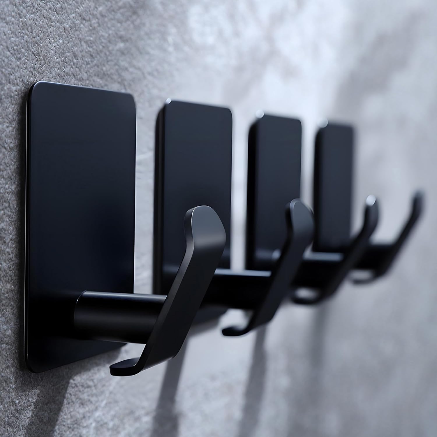 Taozun matte black adhesive towel hooks 4 pack