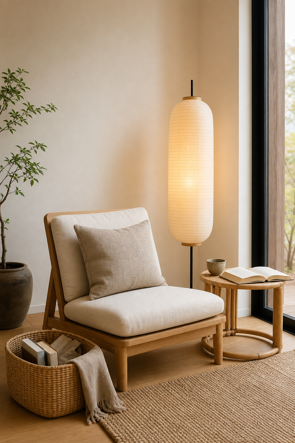 Japandi Reading Nook Amazon Finds finished room setup