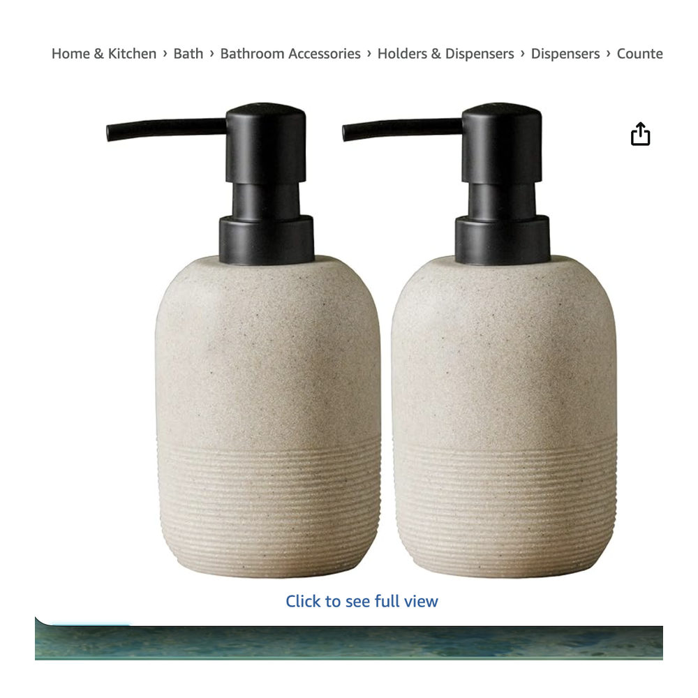 Beige stone-look soap dispenser set
