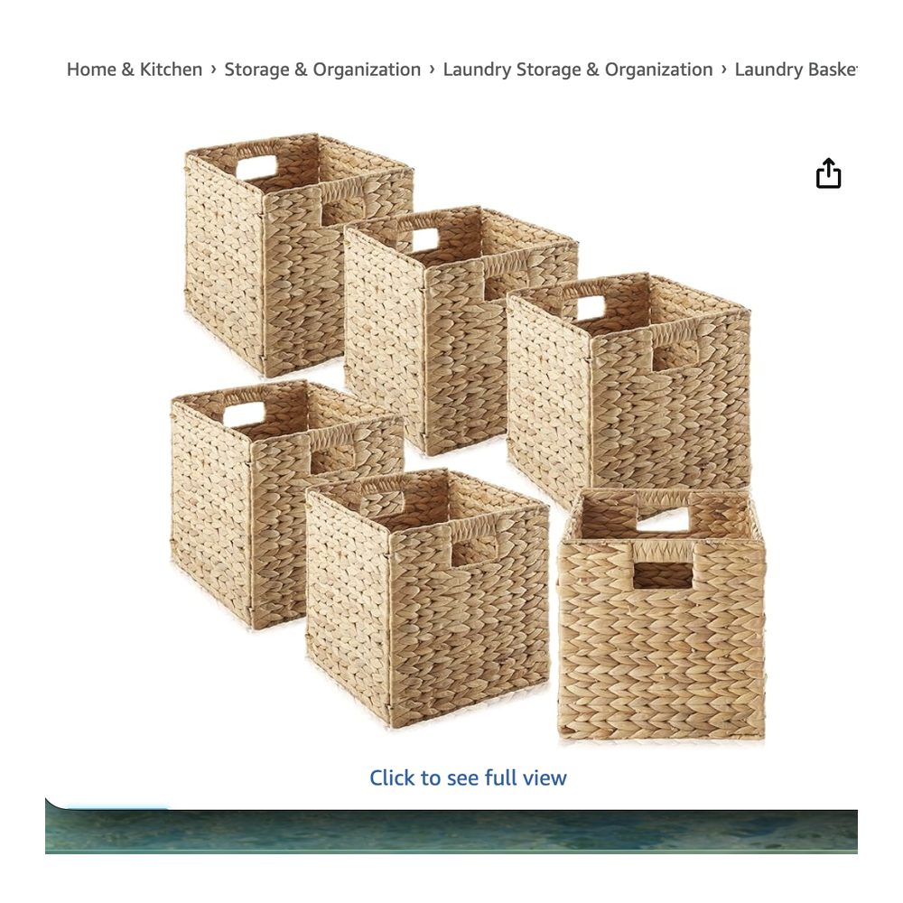 Natural woven water hyacinth storage baskets