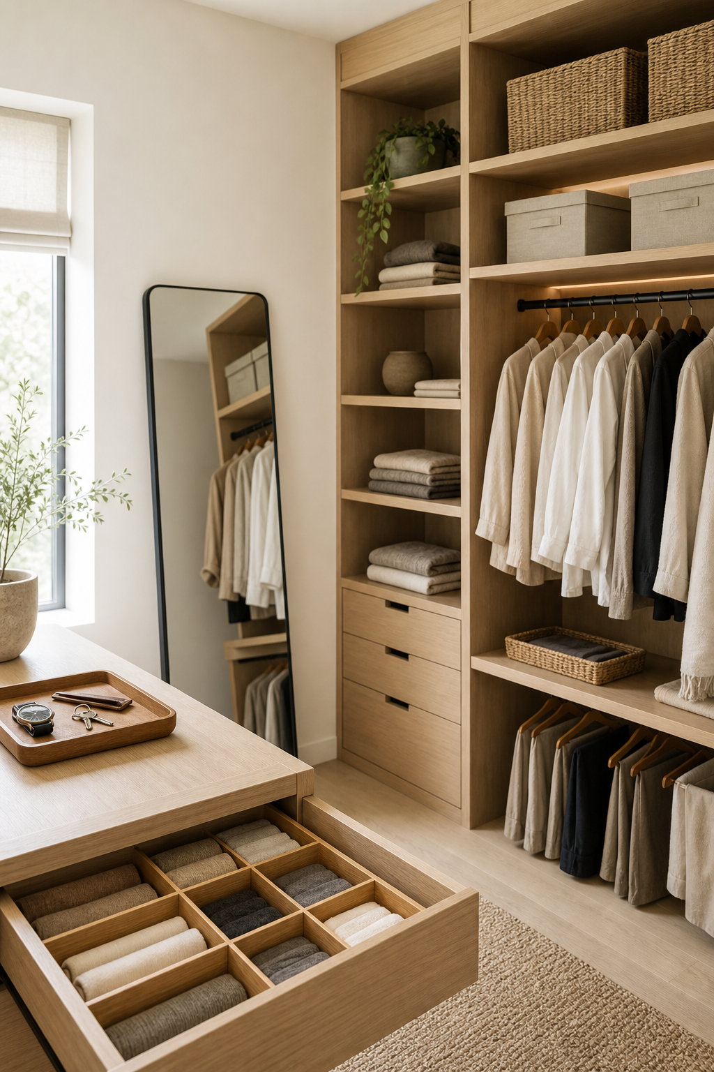 Japandi Walk-In Closet Amazon Finds finished room setup