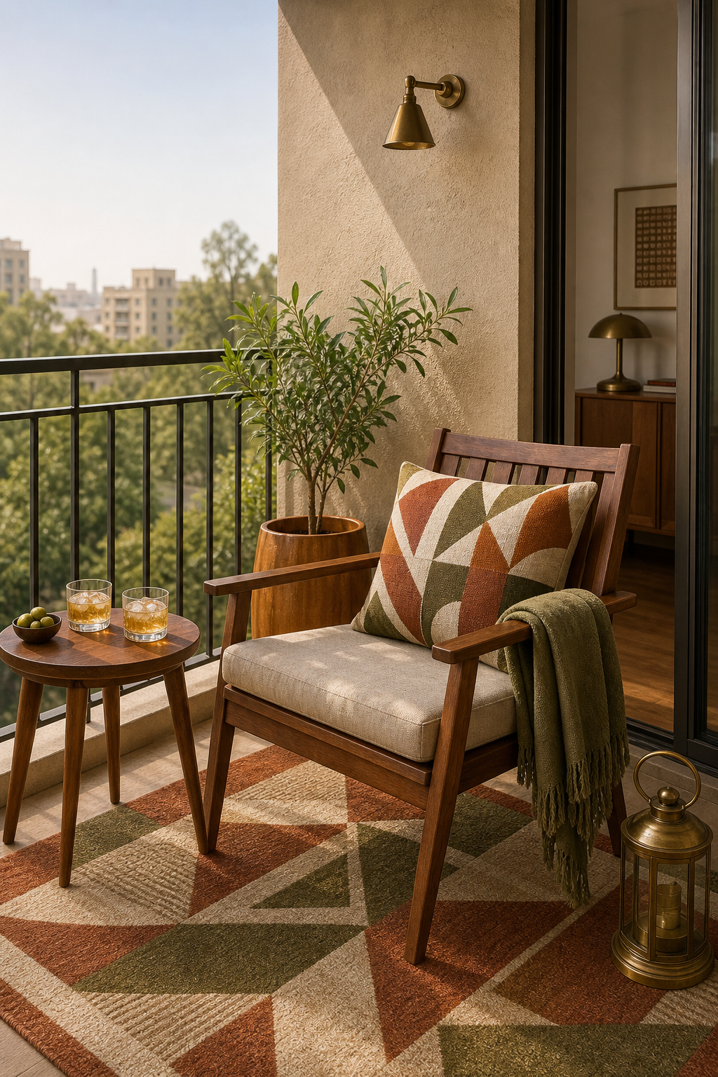 Mid-Century Modern Balcony Amazon Finds finished room setup