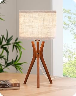 Walnut mid-century table lamp