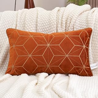 Ochre or burnt orange throw pillows