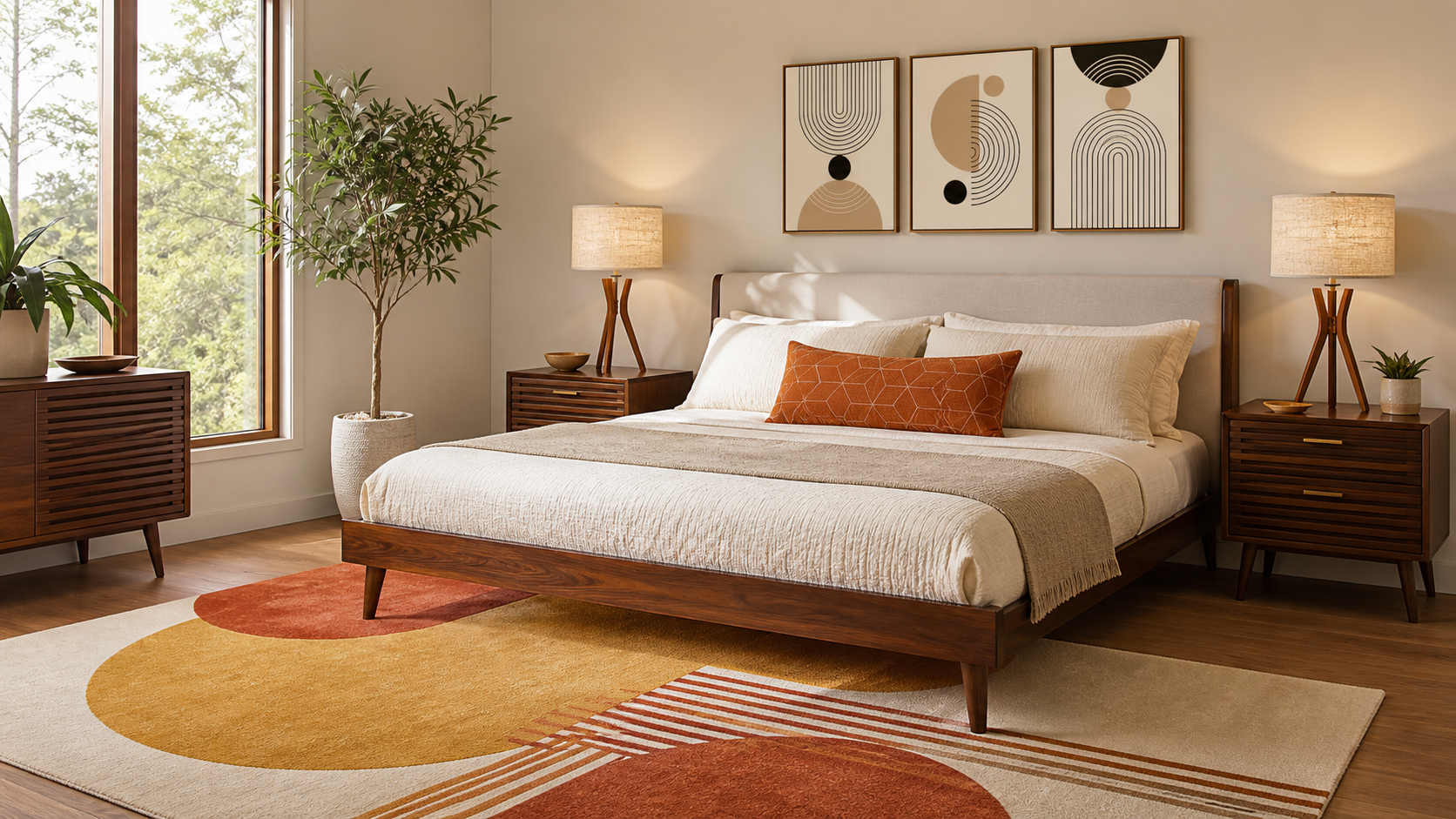 Mid-Century Modern Bedroom Amazon Finds finished setup hero image