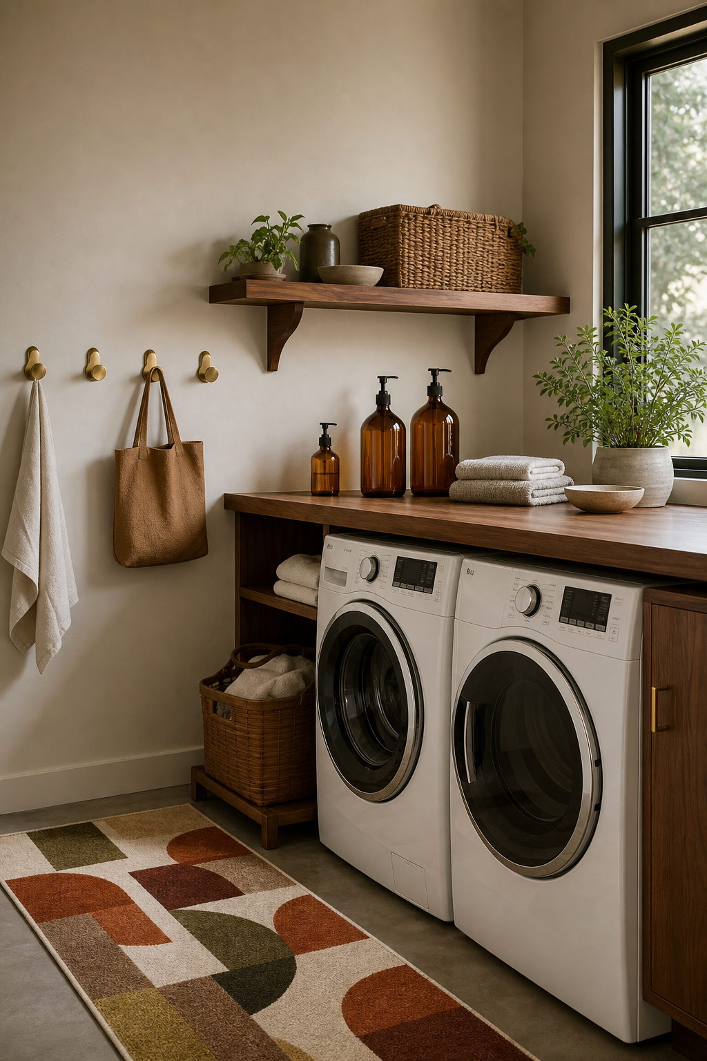 Mid-Century Modern Laundry Room Amazon Finds finished room setup