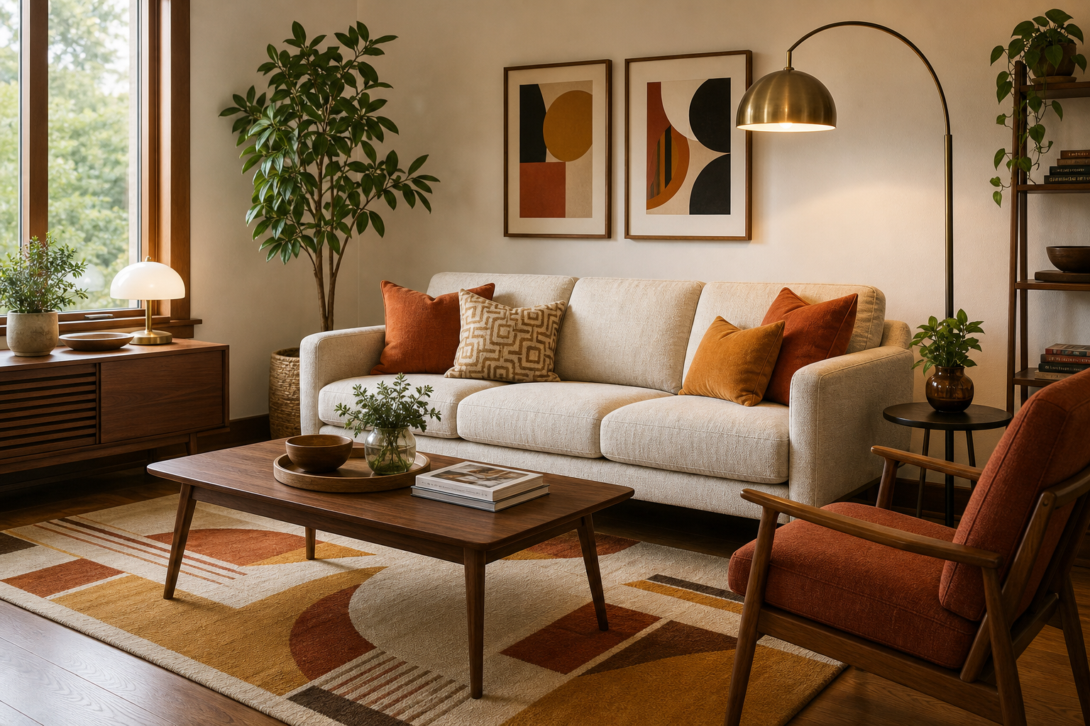 Mid-Century Modern Living Room Amazon Finds finished room setup