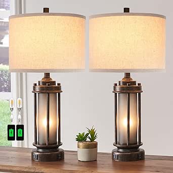 AIEAMPDO bronze farmhouse bedside lamps