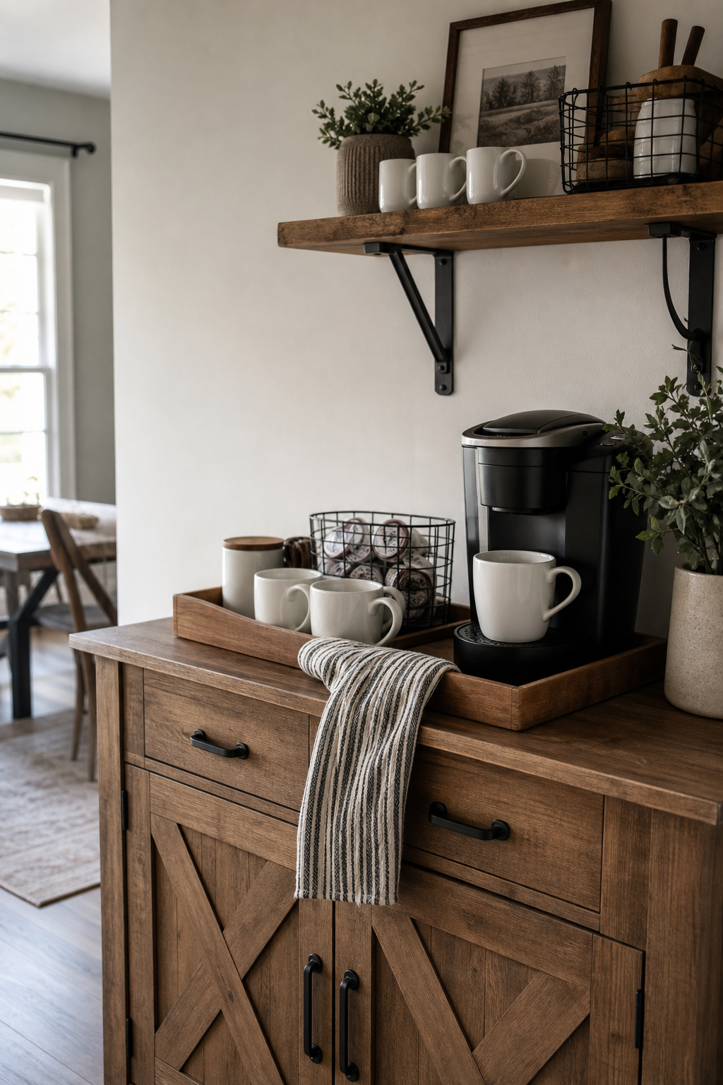 Modern Farmhouse Coffee Bar Amazon Finds finished room setup