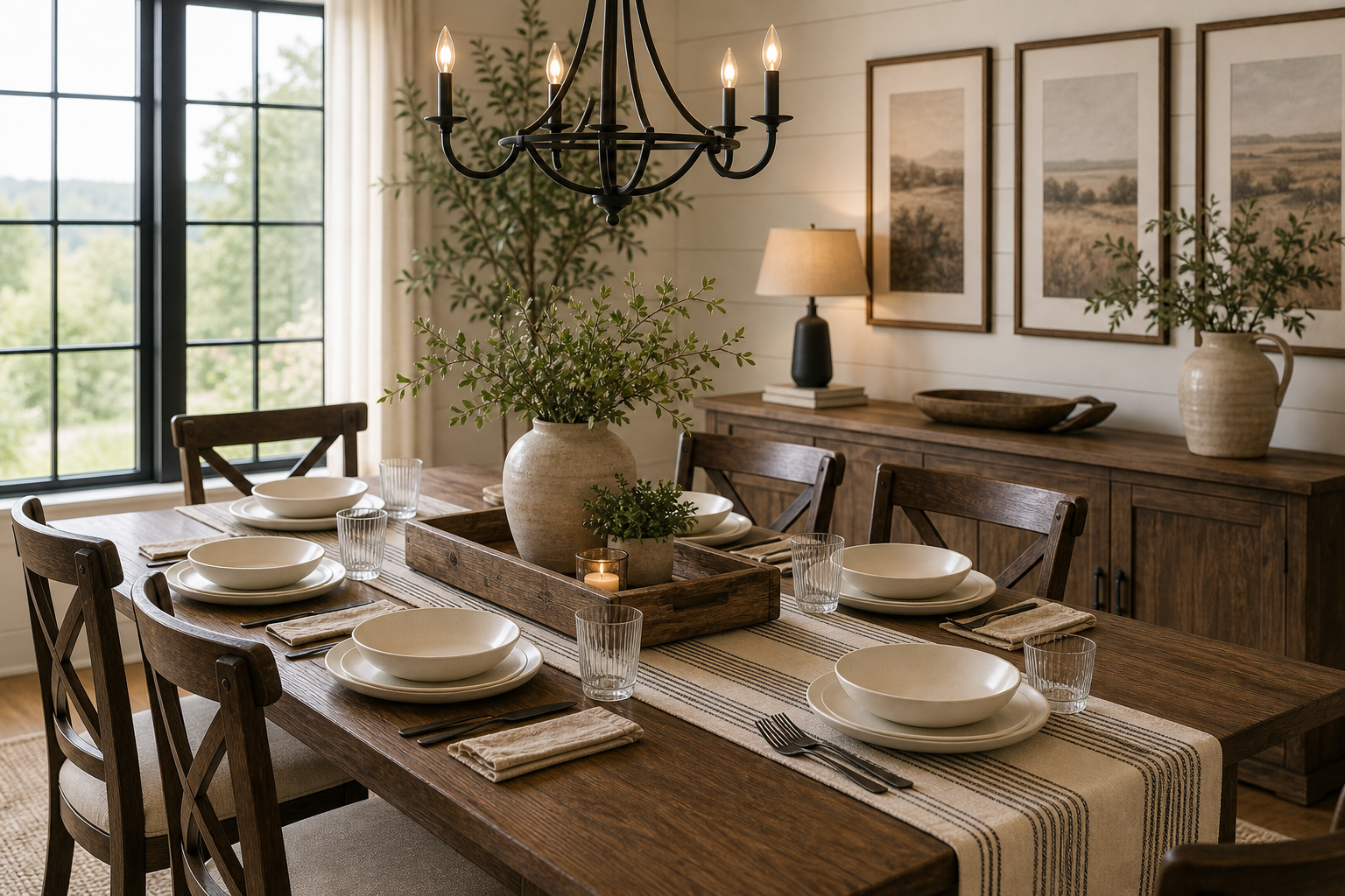 Modern Farmhouse Dining Room Amazon Finds finished room setup