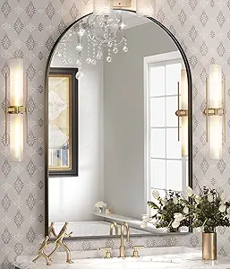 Brightify black arched wall mirror