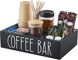 ALELION black wood coffee station organizer
