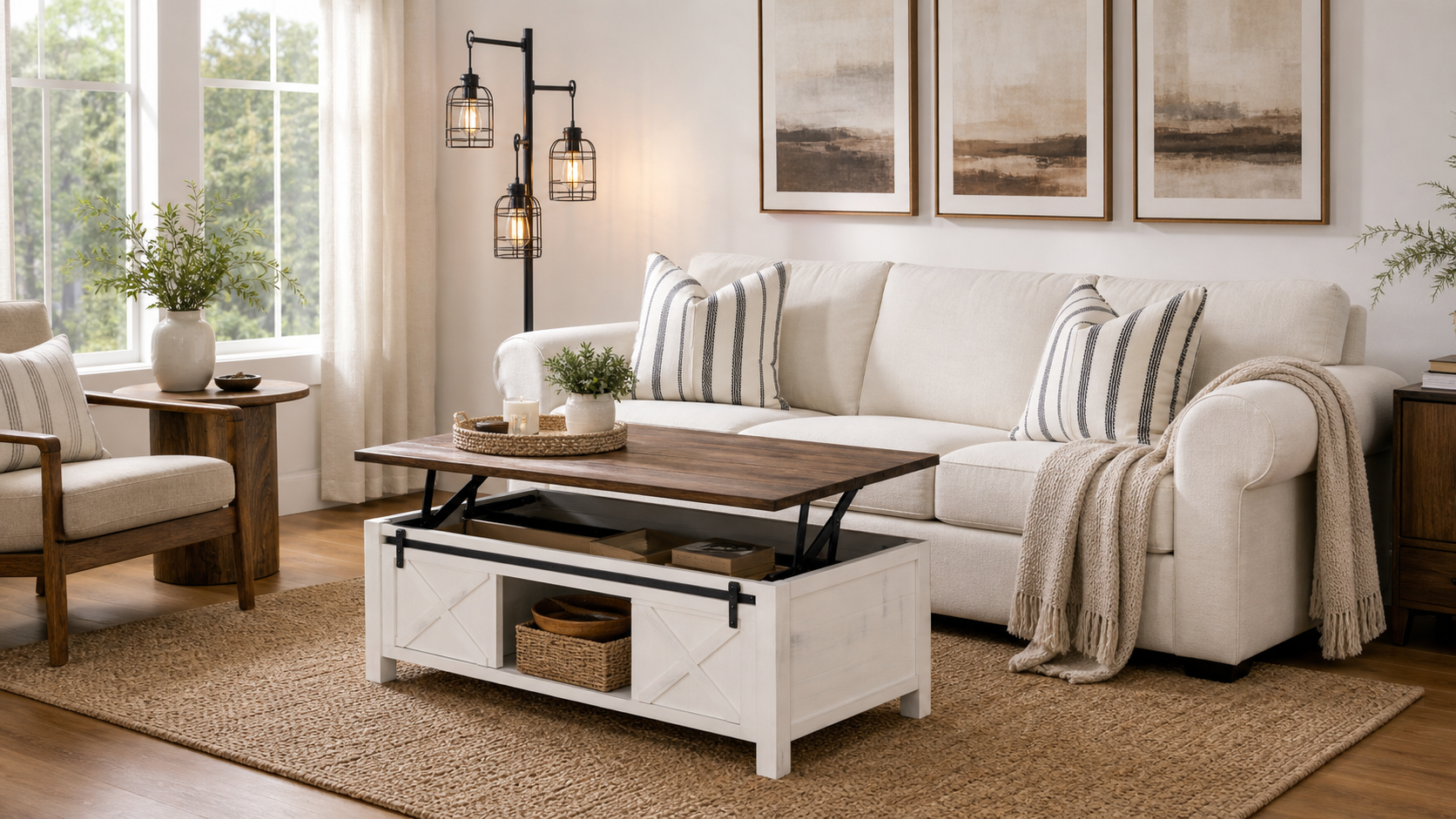 Modern Farmhouse Living Room Amazon Finds finished setup hero image