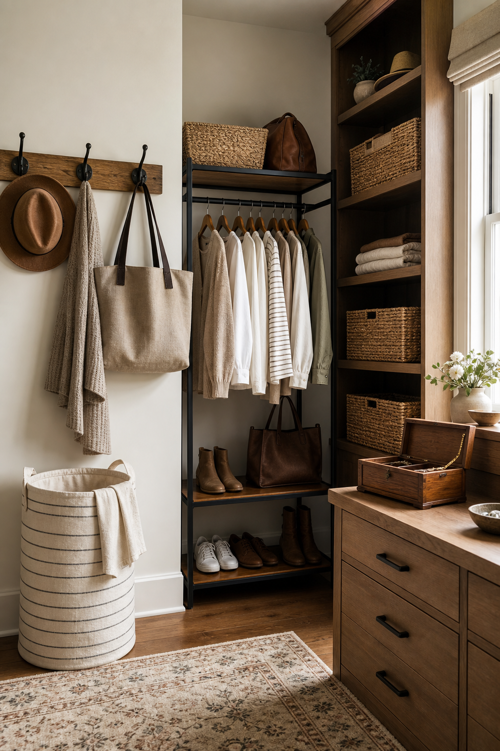 Modern Farmhouse Walk-In Closet Amazon Finds finished room setup