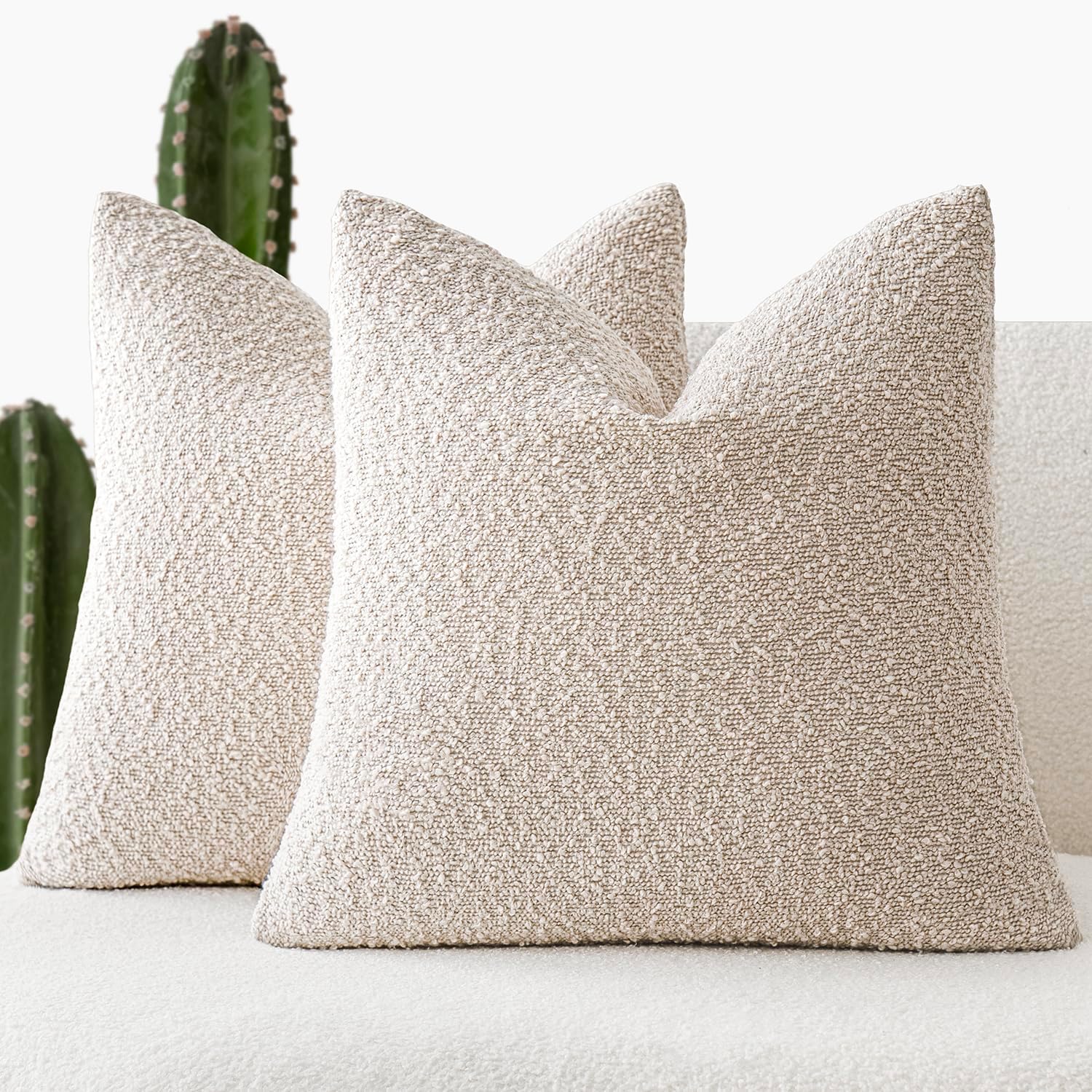 Foindtower beige boucle throw pillow covers