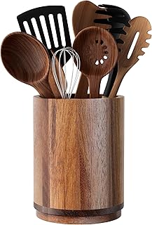Wood utensil holder