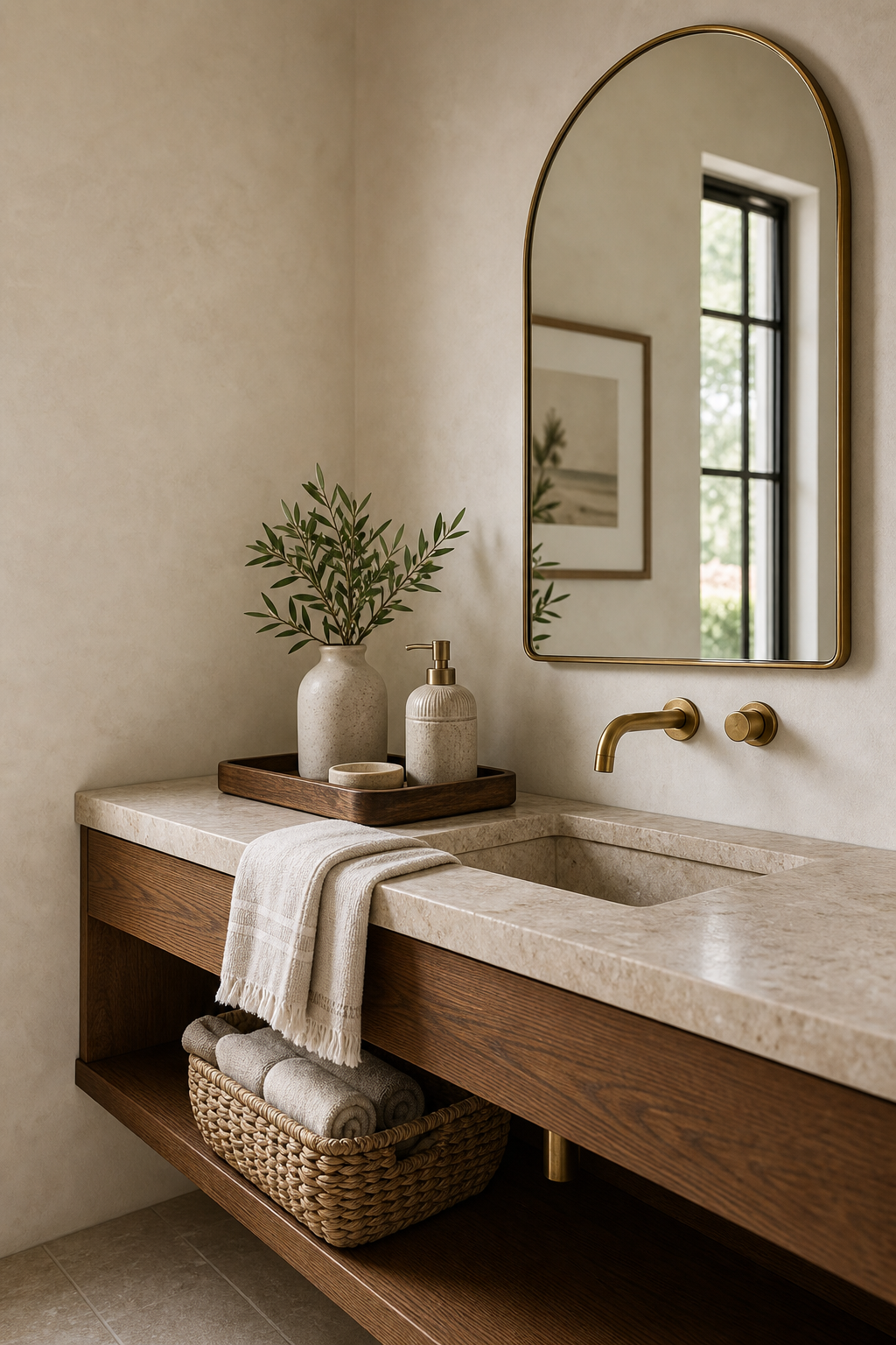 Organic Modern Powder Room Amazon Finds finished room setup