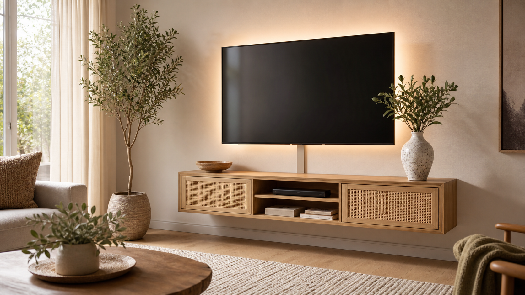 Organic Modern TV Wall Amazon Finds finished setup hero image