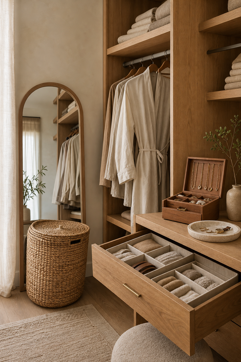 Organic Modern Walk-In Closet Amazon Finds finished room setup