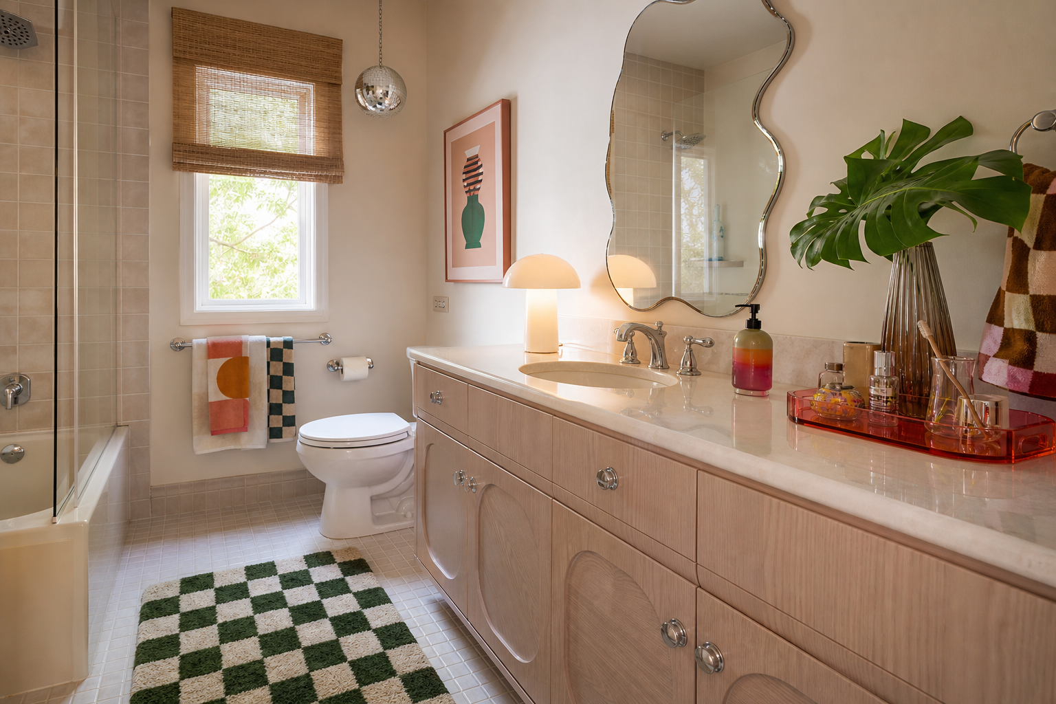 Retro Postmodern Bathroom Amazon Finds finished room setup