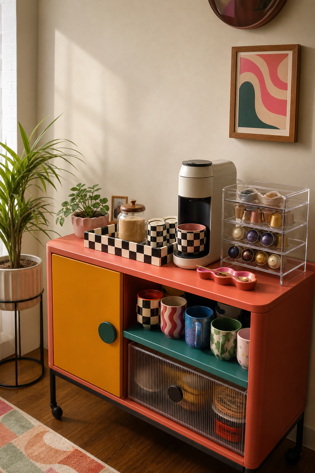 Retro Postmodern Coffee Bar Amazon Finds finished room setup