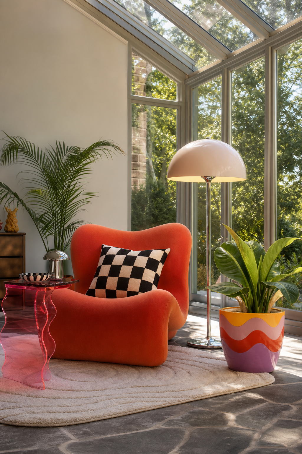 Retro Postmodern Sunroom Amazon Finds finished room setup
