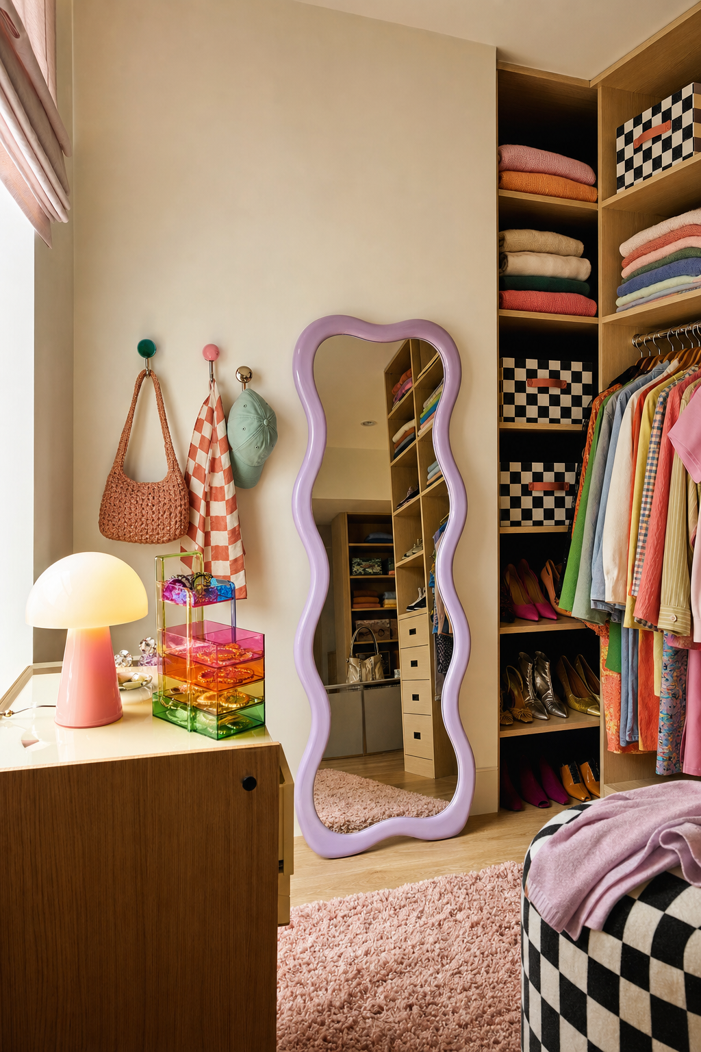 Retro Postmodern Walk-In Closet Amazon Finds finished room setup