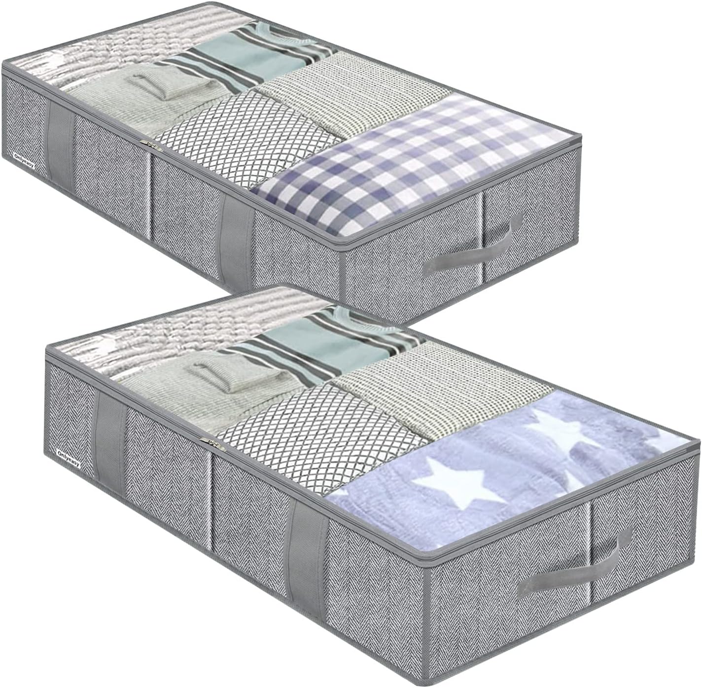 Onlyeasy herringbone grey under-bed storage bags